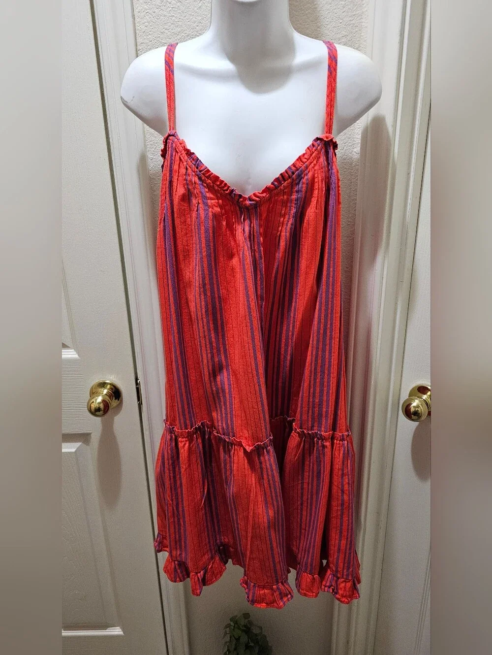Universal Thread Bright Red-Orange and Purple Striped Summer Dress Size XL EUC - Picture 2 of 10